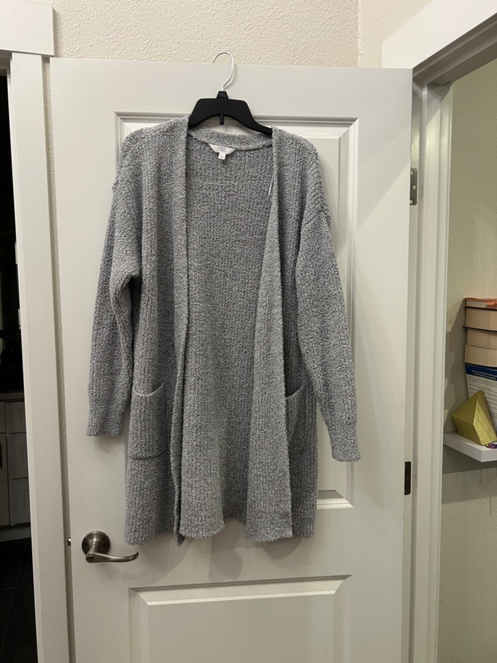 Cozy Open-Front Gray Women's Cardigan Sweater